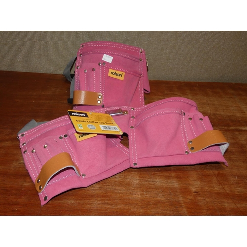 3344 - Two pink Rolson double leather tool pouches