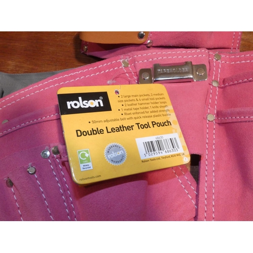 3344 - Two pink Rolson double leather tool pouches