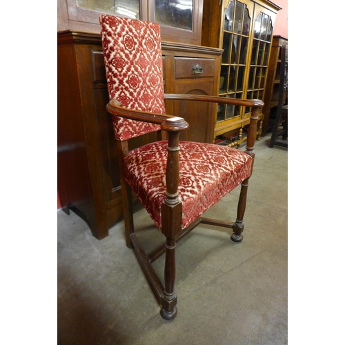 93 - An Arts and Crafts George Walton style oak open armchair