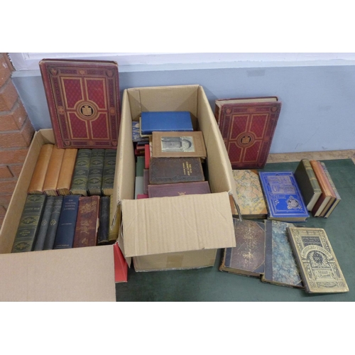 1192 - Two boxes of antiquarian and later books, including Lady of the Lake by Walter Scott printed by Jame... 