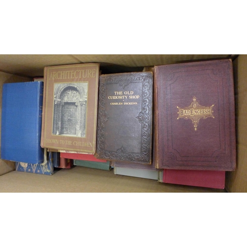 1192 - Two boxes of antiquarian and later books, including Lady of the Lake by Walter Scott printed by Jame... 