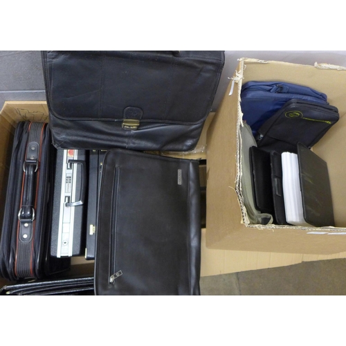 1193 - Three flight cases, leather briefcases, document wallets, notebooks and other document holders (larg... 