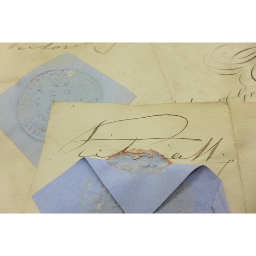 613 - Two Queen Victoria signed Military Commission documents with seals dated 1861 and 1870, one signatur... 