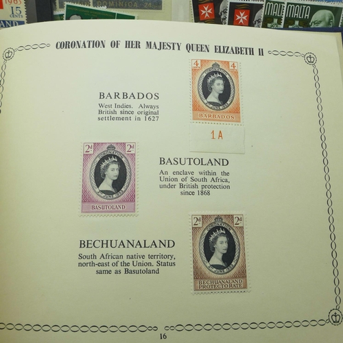 680 - Stamps; omnibus issues, including printed albums with mint stamps for 1937 Coronation, 1953 Coronati... 