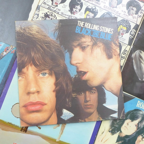 684 - Seven Rolling Stones LPs including Sticky Fingers zip cover