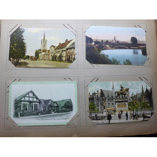 691 - Sixty Edwardian and later postcards in period album