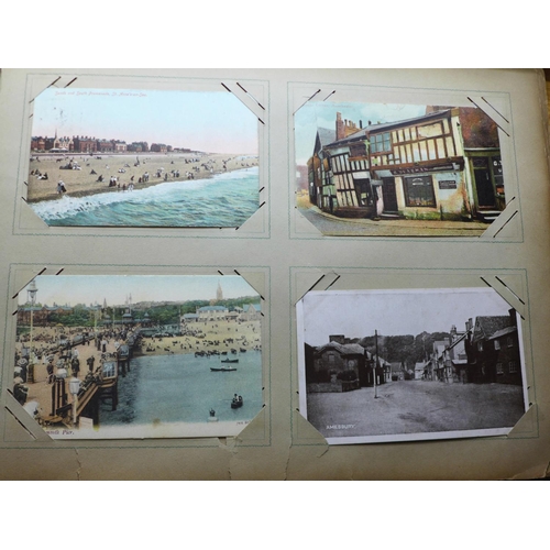 691 - Sixty Edwardian and later postcards in period album