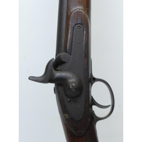 699 - A 19th Century percussion rifle, marked 25 on the barrel, 140cm