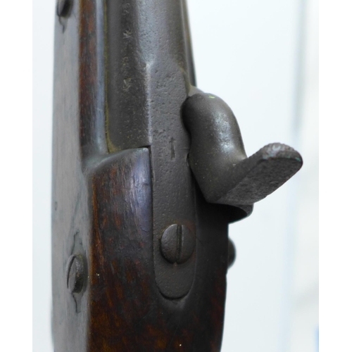 699 - A 19th Century percussion rifle, marked 25 on the barrel, 140cm