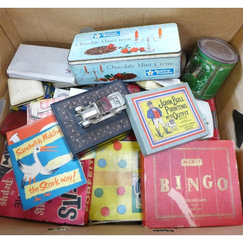 703 - Jigsaws, a Beatles plastic guitar, Ludo game, Merit Bingo game, collars, etc.