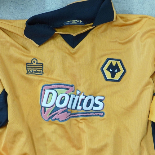 706 - Three football shirts; Wolverhampton Wanderers 1995/96 and 2002/04 and Chesterfield, (3)