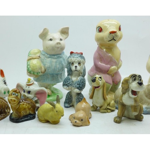 754 - A Beatrix Potter figure, Little Pig Robinson, and Wade Whimsies, Flintstones, Lady and the Tramp, Sh... 