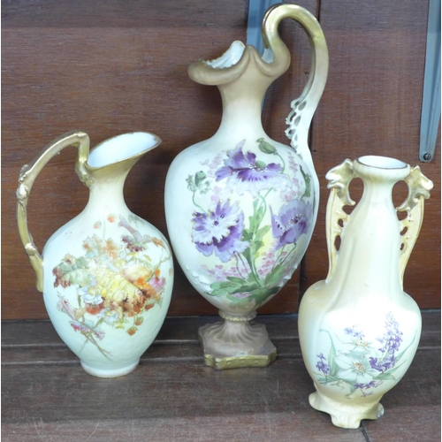 767 - Seven late 19th/early 20th Century blush ivory vases; Austria and others