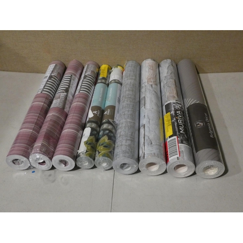 3072 - Nine rolls of mixed style wallpaper * this lot is subject to VAT