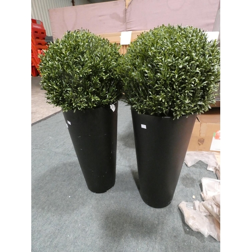 3326 - Two artificial ball box in planters (H 95cm) damage to planters * this lot is subject to VAT