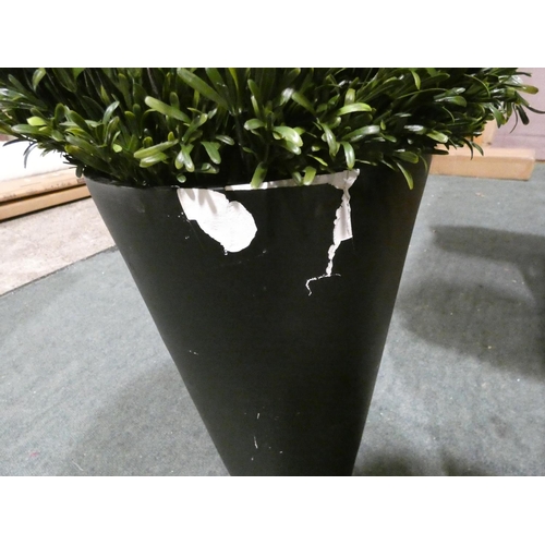 3326 - Two artificial ball box in planters (H 95cm) damage to planters * this lot is subject to VAT