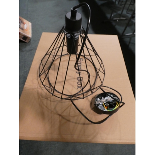 3230 - A black wire cage pendant ceiling light * this lot is subject to VAT