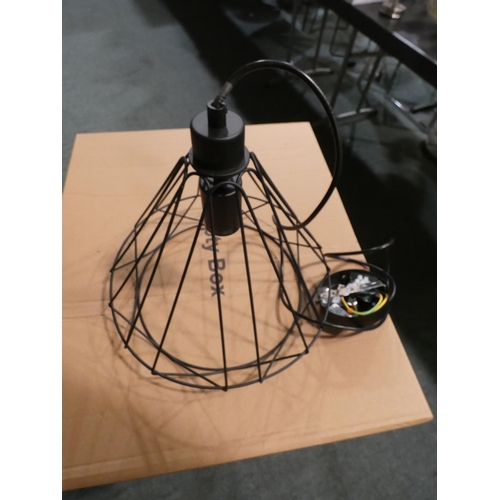 3231 - A black wire cage pendant ceiling light * this lot is subject to VAT