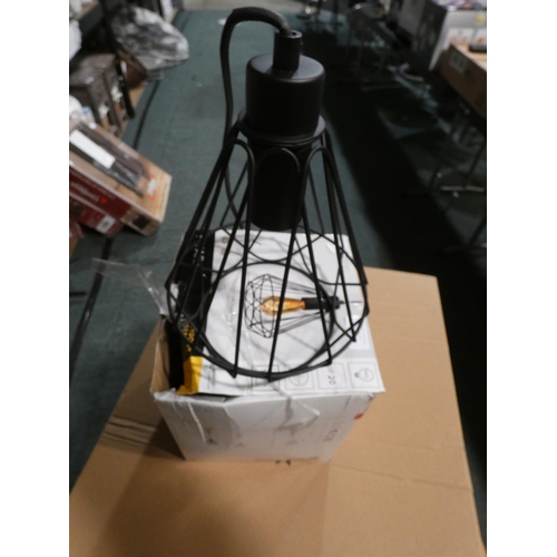 3240 - A black wire cage pendant light * this lot is subject to VAT