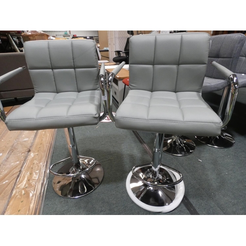 3252 - A pair of grey/chrome finish bar stools * this lot is subject to VAT