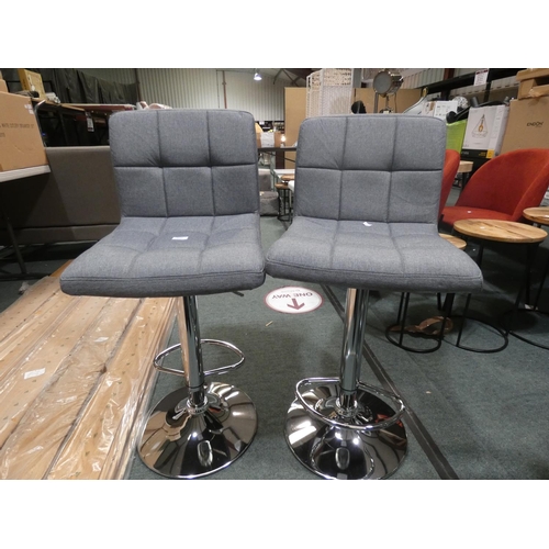 3253 - A pair of grey fabric finish bar stools * this lot is subject to VAT