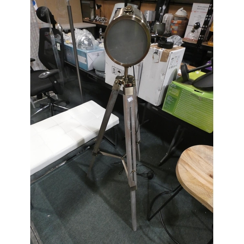 3257 - A washed grey tripod standard lamp (H 133cm) * this lot is subject to VAT