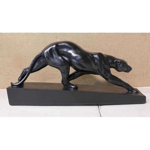 3211 - A resin black Jaguar ornament * this lot is subject to VAT