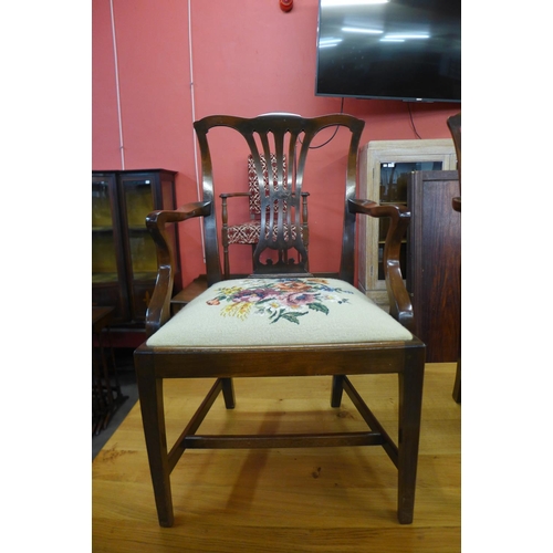 108 - A pair of George III style mahogany open armchairs