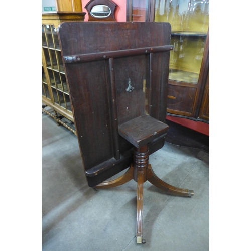 109 - A George III mahogany rectangular tilt-top breakfast table, 71cms h, 103cms l, 78cms w