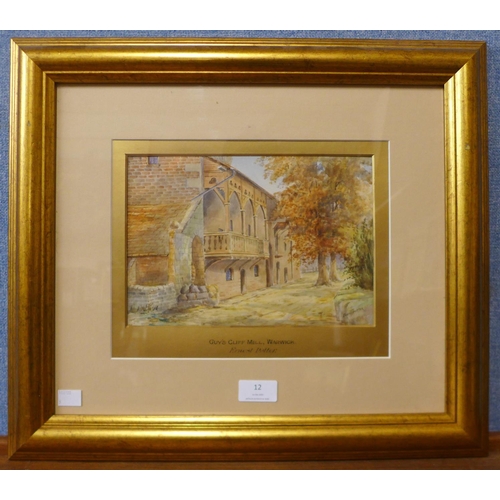 12 - Ernest Potter, Guy's Cliff Mill, Warwick, watercolour, 17 x 25cms, framed