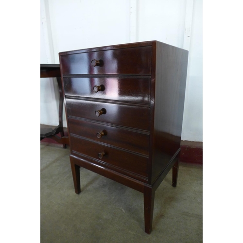 225d - An Edward VII mahogany music cabinet, an occasional table and an inlaid mahogany elbow chair