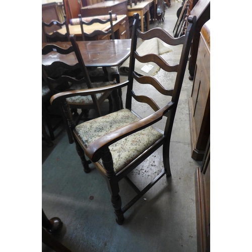 298 - An Ercol Old Colonial dark elm refectory table and six ladderback chairs - with lot 295