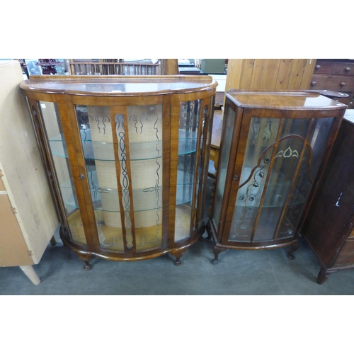 341 - Two walnut display cabinets