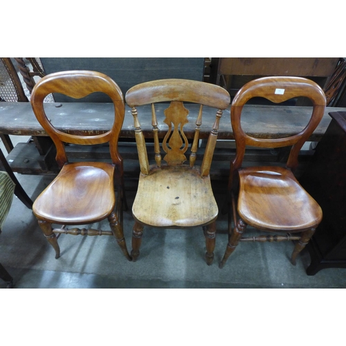 344 - Three Victorian kitchen chairs