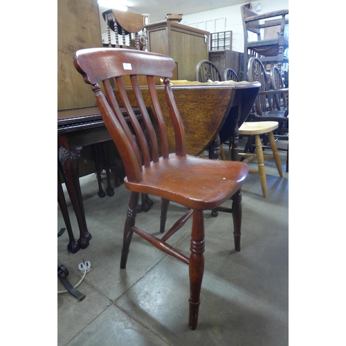 350 - A Victorian elm kitchen chair and a pair of beech chairs