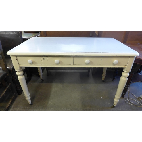 356 - A Victorian painted pine and Formica topped two drawer kitchen table