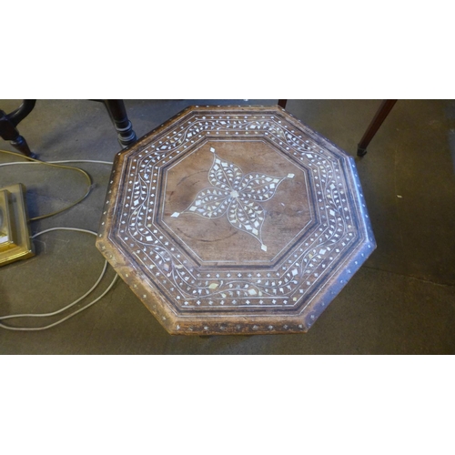 361 - A small Edward VII mahogany Pembroke table and an octagonal table with inlaid top