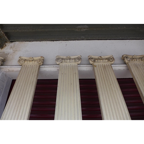 362 - A set of ten 19th Century painted pine reeded Ionic capital pilasters, approx. 320cms h