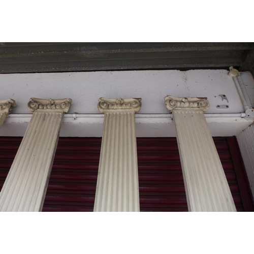 362 - A set of ten 19th Century painted pine reeded Ionic capital pilasters, approx. 320cms h