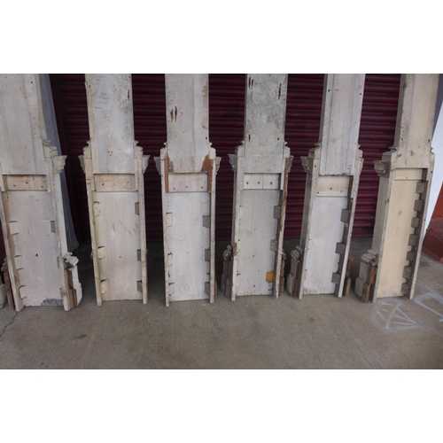 362 - A set of ten 19th Century painted pine reeded Ionic capital pilasters, approx. 320cms h