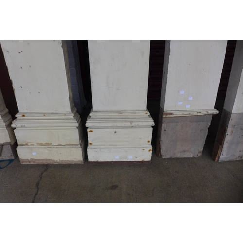 362 - A set of ten 19th Century painted pine reeded Ionic capital pilasters, approx. 320cms h