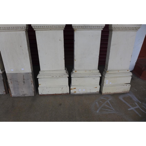 362 - A set of ten 19th Century painted pine reeded Ionic capital pilasters, approx. 320cms h