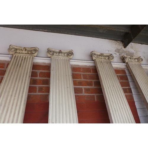 362 - A set of ten 19th Century painted pine reeded Ionic capital pilasters, approx. 320cms h