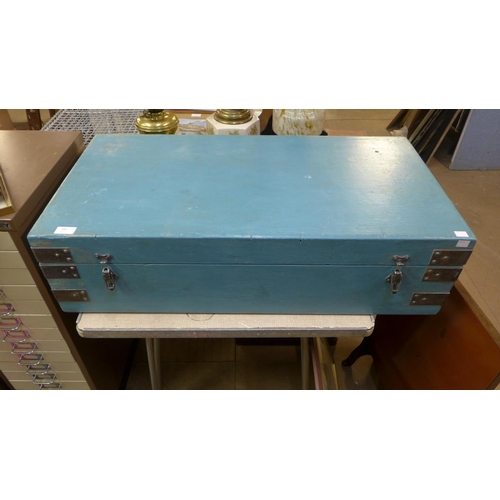 394 - A painted pine tool box