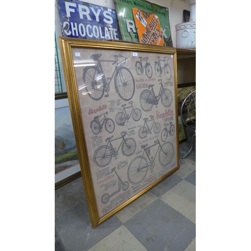 410 - A French bicycle advertising print, framed