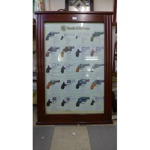 411 - A Smith & Wesson guns advertising print, framed