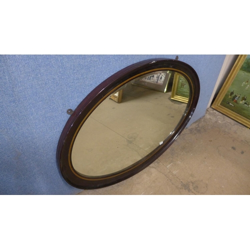 423 - Two oval mirrors (one a/f) and an Art Deco mirror