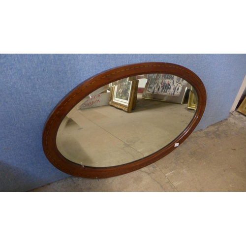 423 - Two oval mirrors (one a/f) and an Art Deco mirror