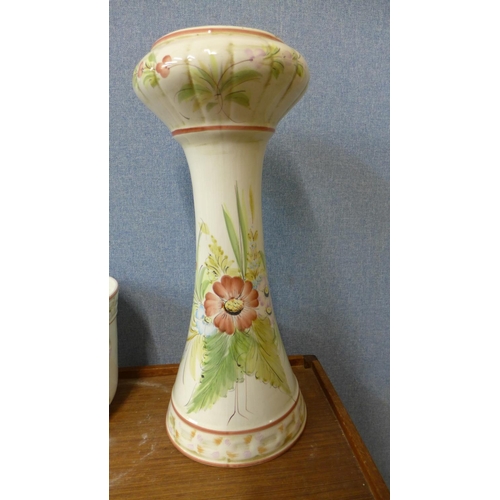 429 - A Portuguese porcelain jardiniere and stand