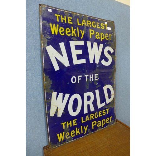 45 - An enamelled News of the World sign, 92 x 61cms